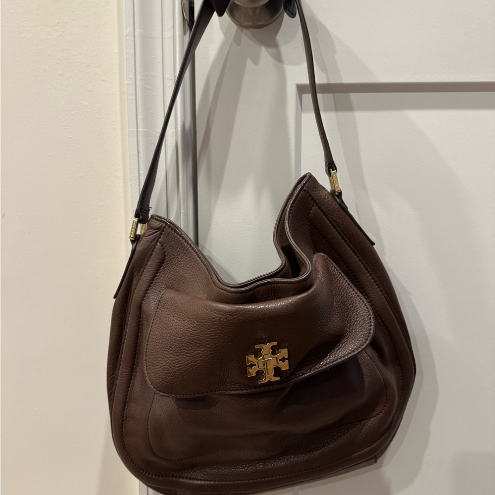 Tory Burch Dark Brown Leather Hobo Bag
